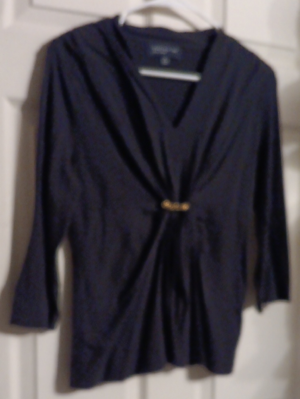 Jones New York Black Twist-Front Tunic with Gold Accent